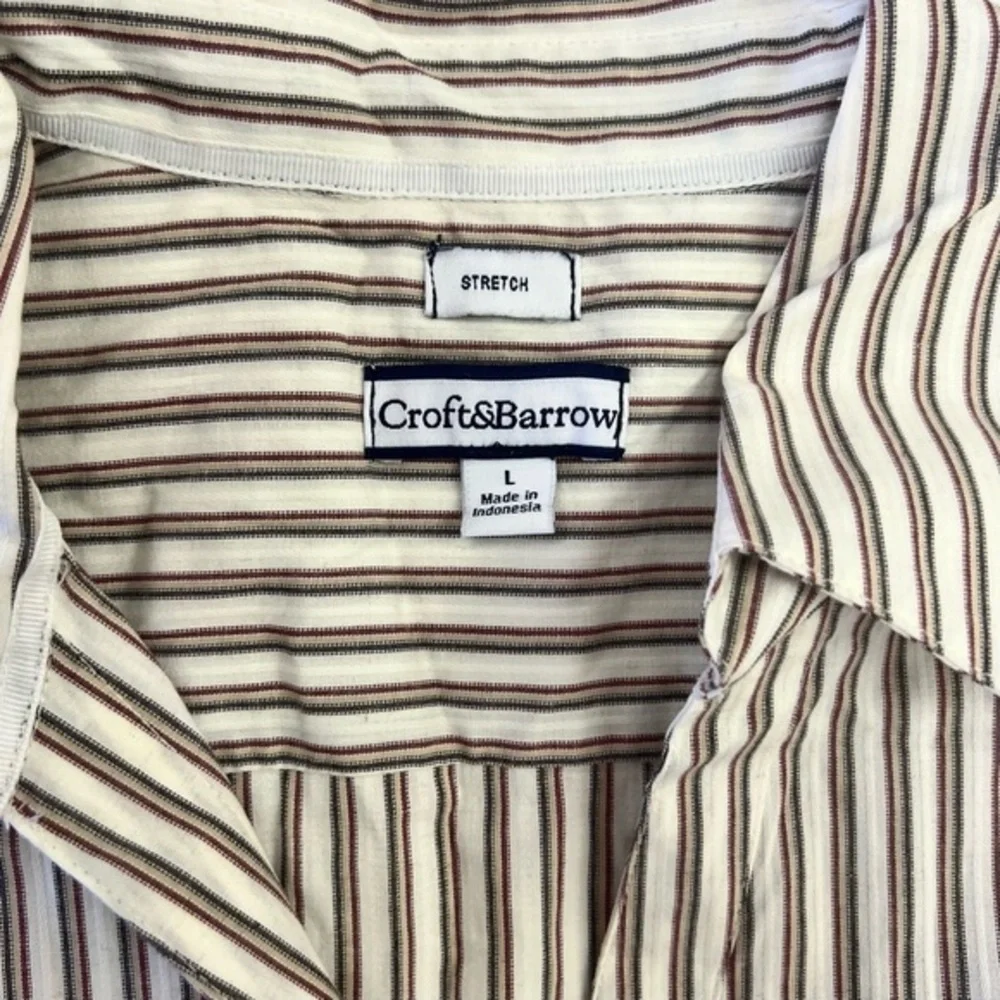 Croft & Barrow Striped 3/4 Sleeve‎ Collared Stretch Button Up Shirt Sz L EUC - Picture 3 of 7